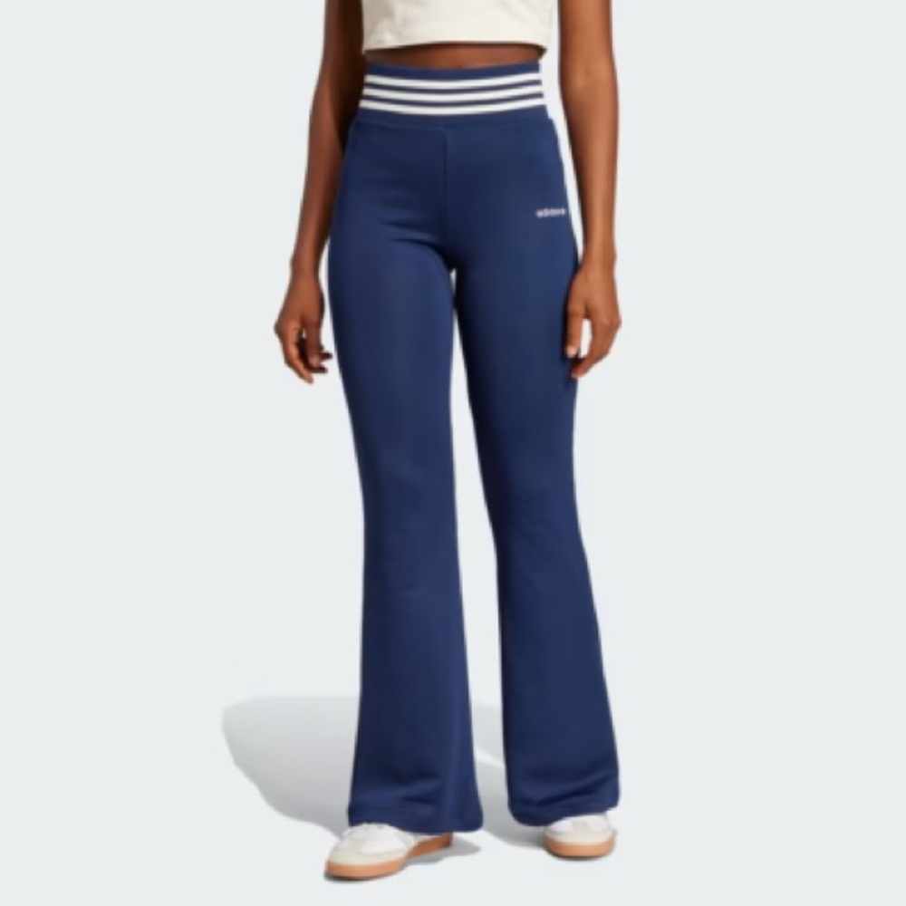 Women’s blue adidas high waist flare pants